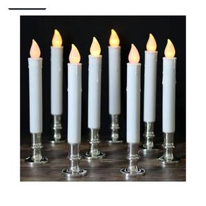 DRomance 9" Flameless Window Taper Candles Battery Operated with 8Key Remote and Timer, 8 Pack White Christmas Holdiay Window Candles with Silver Holders, Suction Cups and AA Batteries Included