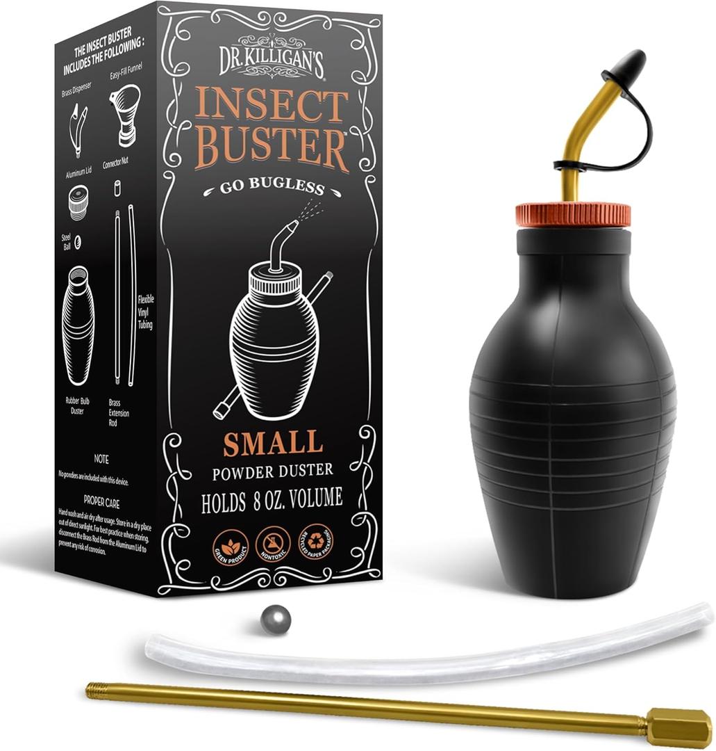 Dr. Killigan's The Insect Buster - Bulb Duster for Diatomaceous Earth and Other Powders - Effective Dust Application Tool - Small (8 ounces)