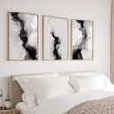 Black White Abstract Wall Art Decor Set of 3 Modern Wall Art Minimalist Canvas Wall Decor Black White Abstract Prints Modern Pictures Minimalist Artwork for Living Room Bedroom 16x24 Inch Unframed