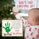Baby Handprint Art - First Christmas Handprint & Footprint DIY Wooden Hanging Sign - Merry Christmas Home Decor - Xmas Gifts for New Mom, Dad, Grandparents - School Activity - 10x8 Inches