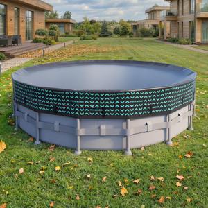 POOLHACKER 14 FT Round Pool Cover 420D Swimming Pool Cover for Above Ground Pools, Solar Pool Cover with Steel Cable & Pulley Tightening, Windproof and UV Resistant