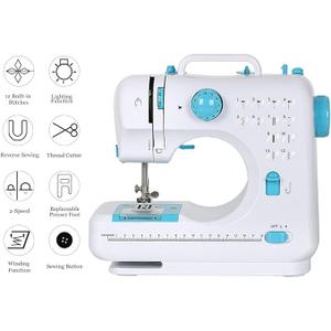 Sewing Machine for Beginners & Kids, Mini Portable Sewing Machines with 12 Built-in Stitch Patterns, 2-Speed Foot Pedal, Perfect for Teaching Daughter Granddaughter to Sew(with Basic Sewing Kit)