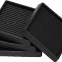 4x4 Square Rubber Furniture Caster Cups, Anti-Sliding Furniture Pads Bed Stopper Floor Protectors with Grip - Protect Any Flooring (4 Pcs Black)