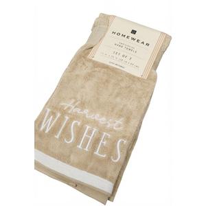 Homewear Embroidered Hand Towels (Set of 2) Measuring 15 X 25 In. (38 X 64 Cm) Featuring Harvest Wishes Embroidery With Super Absorbent Properties For Everyday Use