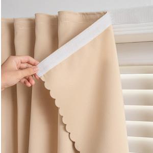 Adhesive Curtain - No Drilling, No Rod, Easy to Install Blackout Curtains for Window Blinds, Bedroom (Beige 35 * 71 In-1P)