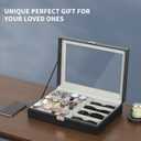 AUTOARK Leather 12 Watch Box Jewelry Case and 4 Piece Sunglass Eyeglasses Organizer,Mens Women Storage Holder Boxes,Large Glass Top,Black,MKAW044 (16 Slot)