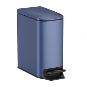 TIPGO Slim Bathroom Trash Can with Lid Soft Close, Step Pedal, 6 Liter / 1.6 Gallon Stainless Steel Trash Bin, Small Garbage Cans for Bedroom, Office, Kitchen (Matte Blue)