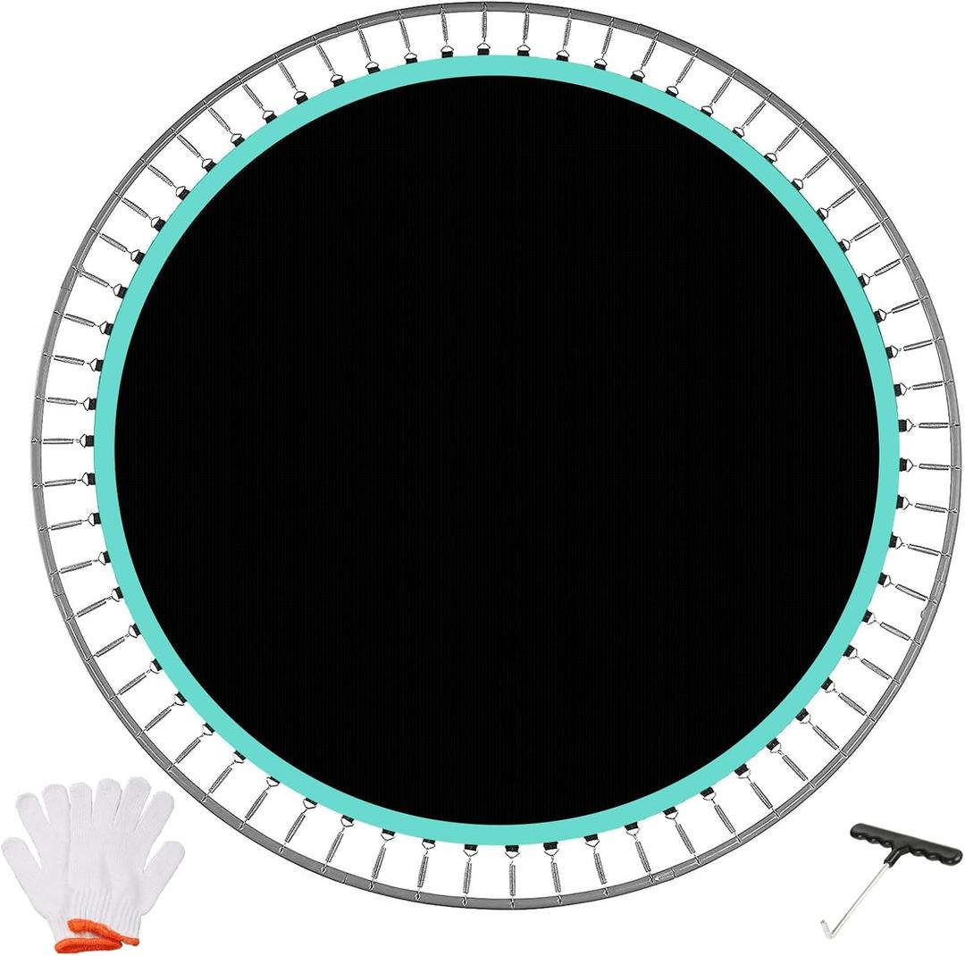 Trampoline Replacement Mat, Fit 12 Ft Round Trampoline with 72 V-Hooks Using 5.3-5.7" Springs, UV-Resistant, with Install Tool (Spring not Included), 12FT-72V-5.5 Spring