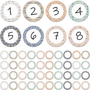 Tondiamo 48 Pcs Numbers Magnetic Accents Round Whiteboard Magnets for Classroom Colorful Circle Blank Magnets Labels, 8 Colors (Boho Style)