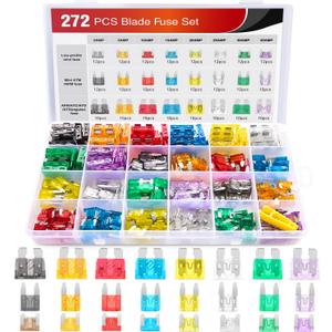 Nilight - 50019R 272pcs Standard & Mini & Low Profile Mini Blade Fuse Assortment, 2A 5A 10A 15A 20A 25A 30A 35A Replacement Fuses for Car Boat Truck SUV Automotive