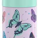 THERMOS FUNTAINER Water Bottle with Straw - 12 Ounce - Kids Stainless Steel Vacuum Insulated Water Bottle with Lid, Butterfly Frenzy