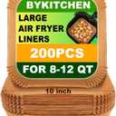 BYKITCHEN Large Air Fryer Liners for 8-12QT XL Airfryer, Compatible with CHEFMAN 8QT/ 10 QT/ 12QT & Instant Pot 10QT, 200PCS 10 Inch Disposable Airfryer Parchment Paper Liner, Air Fryer Accessories