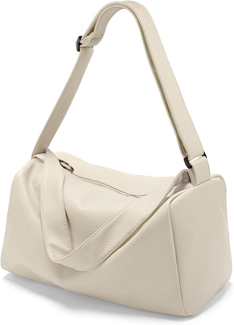 Vegan Leather Small Gym Bag for Women, Stylish Duffle Travel Bag for Plane, Lightweight Duffle Bag for Women & Men, Sport Gym Tote Bag with Wet Pocket for Yoga, Pilates, Swimming (Standard size (Leather))