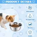 2 Pack Stainless Steel Dog Bowls 6 Cup Large Dog Food Bowl and Water Dish, Non-Slip Metal Pet Bowls for Medium Dogs & Puppies