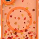 BITOBE Magnetic Case for iPhone 17 [Compatible with MagSafe] Cute Fallen Leaves Pattern Case for Women Girls Soft TPU Bumper Translucent Orange Slim Protective Cover