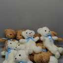 Kathfly 12 Pcs Mini Stuffed Bears Bulk 10 Inch Soft Small Plush Bears Bulk Cute Animal with Ribbon Bow Toy Gift for Birthday Wedding Party Brown White (Blue)