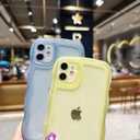 SKYLMW Compatible with iPhone 12 Case Wavy Frame Cute,Clear/Pink