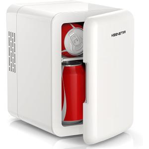 4L Mini Fridge for Skincare & Food, 110V/12V Cooler & Warmer, Portable Refrigerator for Bedroom, Office, Car, Dorm - Ultra Quiet, Energy Efficient, Dual Use for Breast Milk, Cosmetics, Snacks (White)