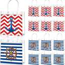 Aliceset 20 Pcs Nautical Clear Gift Bags Bulk with Handles Nautical Party Favor Bags for Cruise Boat Theme Presents Gifts Wrapping Birthday Party, 8 x 8 x 3.15 Inch