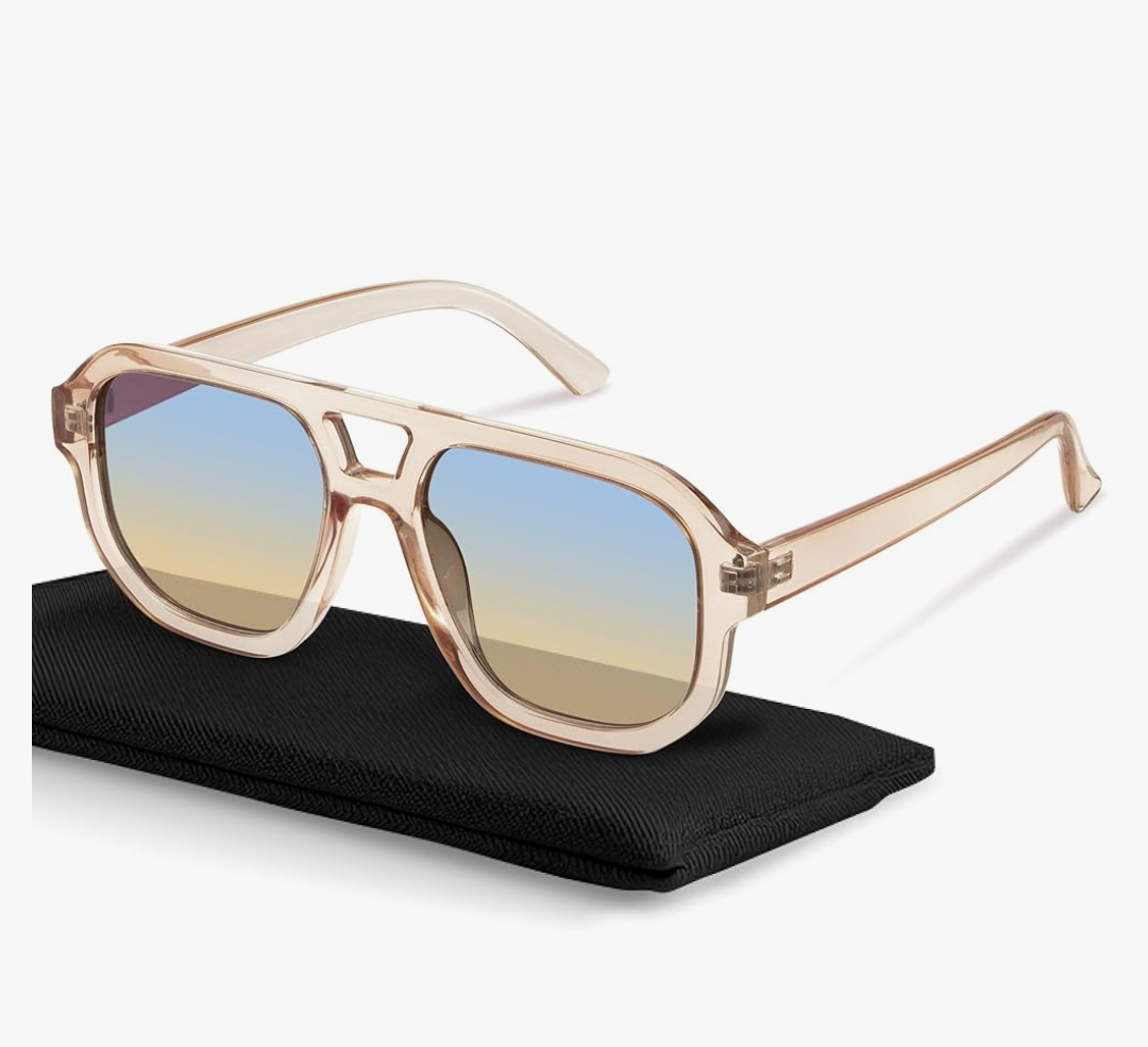 livho Trendy Polarized Square Aviator Sunglasses Women Men Square Eyewear Frame, Retro Sun Glasses for Women Men 2025 Shades