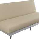 MAXIJIN Jacquard Futon Cover Stretch Armless Futon Sofa Cover Soft Futon Slipcover with Elastic Bottom Thick Sofa Bed Furniture Protector Covers, Machine Washable (Khaki)