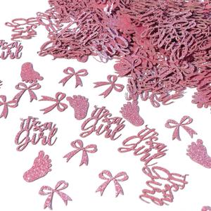 200Pcs It's a Girl Confetti, Pink Baby Shower Table Scatters, Bow Girls Baby Shower Gender Reveal Birthday Party Table Confetti Decorations