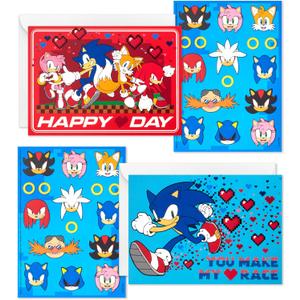 Hallmark Sonic the Hedgehog Valentine's Day Card Assortment for Kids (24 Valentine Cards, 24 Sticker Sheets and Envelopes)