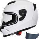 TRIANGLE Kids Motorcycle Helmets Youth Full Face Helmet Lightweight with 2 Visors DOT Approved (Medium, Glossy White)
