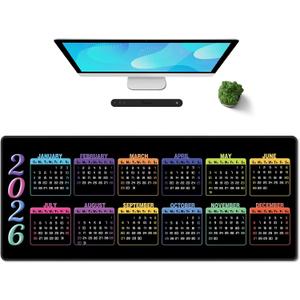 Galdas Gaming Mouse Pad XXL XL Large Long Extended Big Mousepad Non-Slip Rubber Keyboard Mouse Pad with Stitched Edges for Laptop Home Office (2026 Calendar, 31.5 * 11.8)
