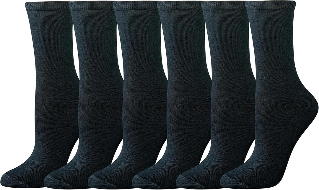Amazon Essentials womens Cotton Crew Socks, M, Pack 6, Black