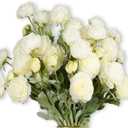 Artificial Flowers White Peonies 20pcs 60Heads Bouquet Fake Peonies Artificial Ranunculus Flowers for Indoor Faux Floral Arrangements Home Table Kitchen Wedding Party Farmhouse Decor