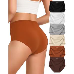 Kalapa Womens Underwear Seamless Full Coverage Breathable Briefs No Show Silky Stretch High Waisted Ladies Panties 4 Pack Small