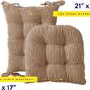 Rocking Chair Cushion Premium Tufted Pads Non Skid Slip Backed Crushed Velvet Cover Set of Upper and Lower with Ties, 21 in x 17 in | 17 in x 17 in, Velvet Taupe, 1 Count