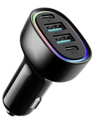 ACECAR 100W Car Charger 4-Port USB C & USB-A Car Charger Adapter PD/QC Multi Port Fast Charging Cigarette Lighter Adapte