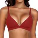 Werkiss Wireless Bralettes for Women No Underwire Bras Sexy V Neck Everyday Bra with Adjustable Straps (S)