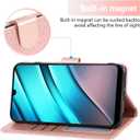 Asuwish Phone Case for Tracfone BLU View 4 B135DL with Tempered Glass Screen Protector and Cell Accessories Card Holder Slot Kickstand Flip Glitter Wallet Blue View 2 2023 View4 135DL Women Men Pink