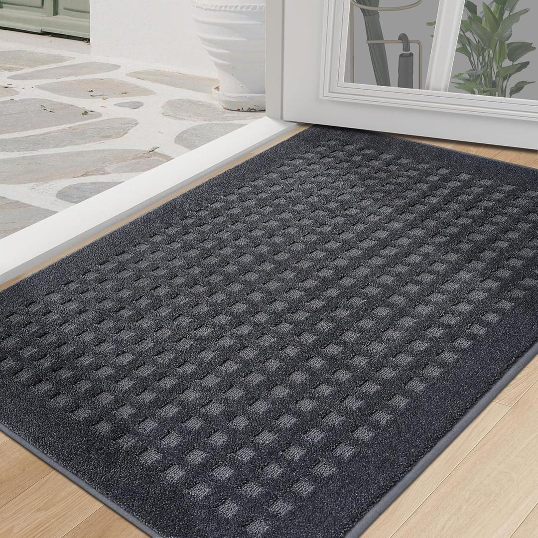 BEQHAUSE Dog Door Mats for Muddy Paws 32"x48", Absorbent and Dirt Trapper Doormat Indoor Floor Mats Non-Slip Washable Rugs for Entryway, Welcome Mat for Front Back Door, Muddy Wet Shoes, Dark Grey