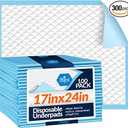 MED PRIDE 17 x 24 Inch Disposable Incontinence Pads (300 Count) Bed Liners, Puppy Training, Thick & Super Absorbent Protection for Kids, Adults, Elderly