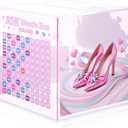 Hiboom 10k Hustle Box Money Saving Challenge 6.7 x 6.7 x 6.7 Inch Clear Acrylic Piggy Bank for Adults Woman Break to Open Pink Cash Vault Piggy Bank for Money Savings Cash and Coin Storage Box