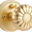 Gold Door Knobs Privacy Door Knob Satin Brass Door Knob Interior Brushed Gold Door Knobs for Bedroom and Bathroom, Zinc Alloy 1 Pack