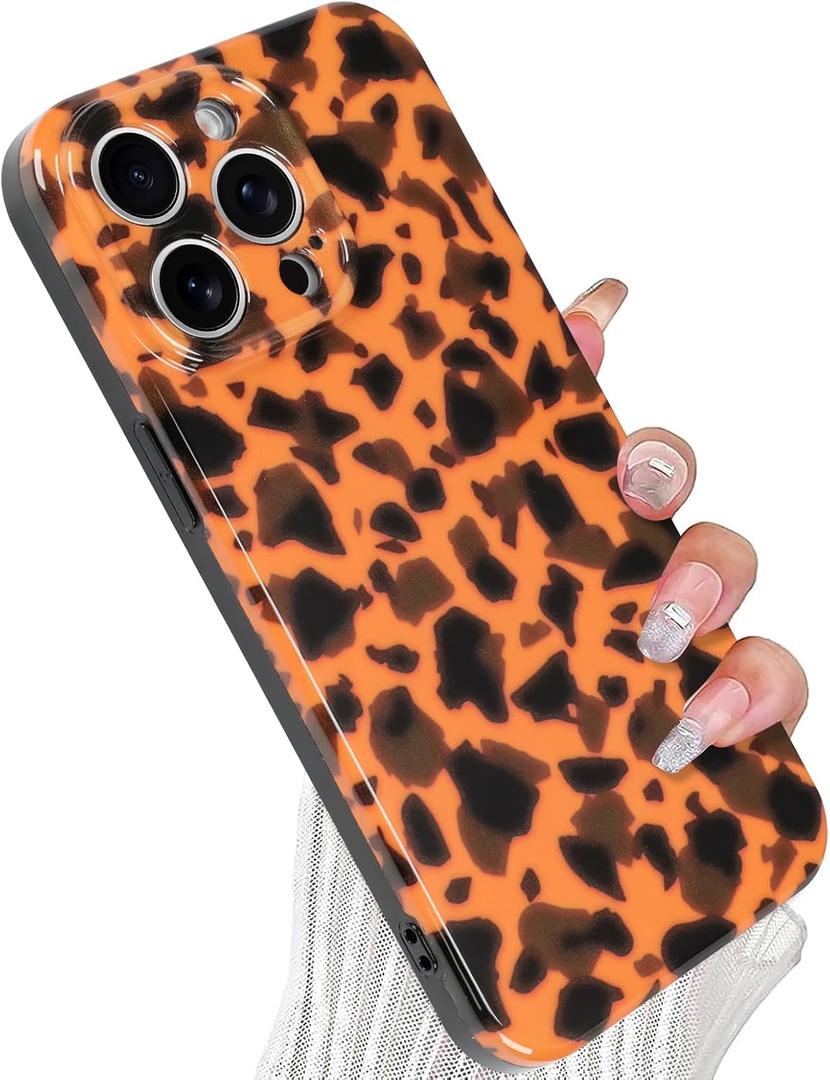 Phone Case for iPhone 13 Pro Max Case Gold Tortoiseshell Print TPU Slim Phone Cover for Women Girls Grily Brown Shockproof Phone Cover for iPhone 13 Pro Max, Tortoise Print