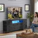SONGMICS BELLAH Collection - TV Stand for TVs Up to 70 Inches, Dresser for Bedroom, Living Room, Chest of Drawers, Steel, 11 Drawers and Shelf, Modern, Ink Black ULGS043B101S, 13.8"D x 68.4"W x 26.8"H