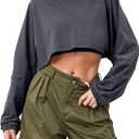 Ziesexy Cropped Sweatshirt Long Sleeve Crop Top Workout Oversized Sweatshirt Loose Crop Tops For Women Crewneck Sweatshirt