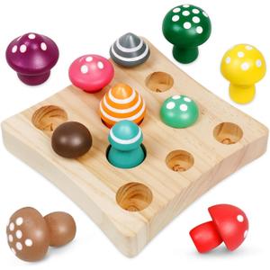 Montessori Toys for 2 Year Old Boys Girls,Ealry Preschool Educational Learning Color Sorting & Mushroom Puzzle Matching Games Easter Basket Stuffers Gift for Toddlers