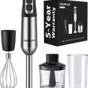 1000W Powerful Immersion Blender Handheld, 2025 New Update Hand Blender with 25-Speed and Heavy-Duty Copper Motor, 4 in 1 Hand Mixer with Chopper, Whisk, Beaker and Wand