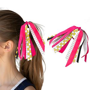Softball Hair Ties with Ribbons Pink Hair Accessories for Women Softball Ribbon Hair Band Tassels Ponytail Holders Cheer Hair Bows for Girls Softball Streamers for Hair Scrunchie for Cheerleaders