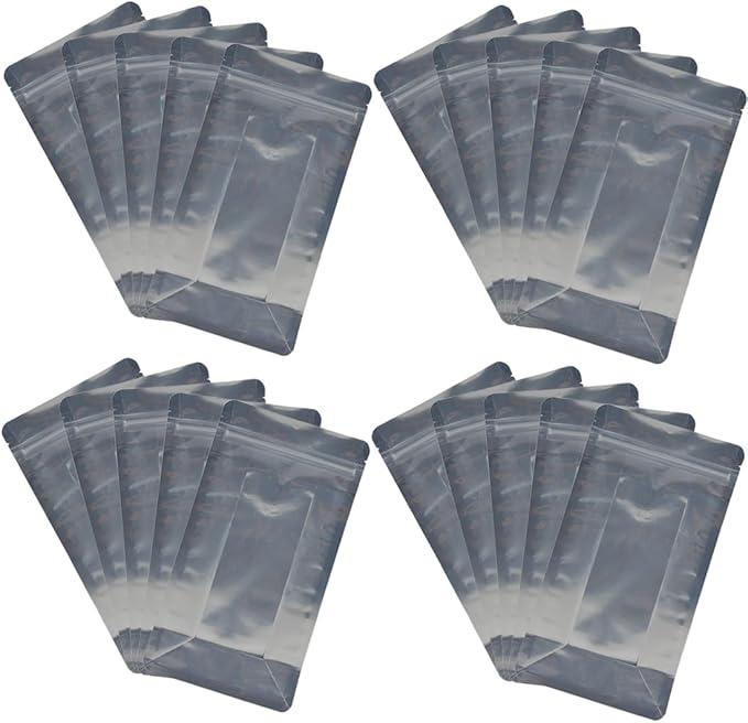 XunLiu Stand-Up Al-Foil PE Bag Zip Lock Bags Reusable Airtight Storage Bags (50, 12cmX20cm+4cm/0.14mm), Pack Of 2
