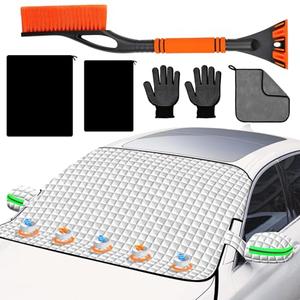 COFSODI Winter Windshield Covers for Ice and Snow&Winter Car Essentials, Car Anti-Snow Cover, Snow Windshield Cover Automotive Exterior Accessories，Free Car Snow Shovel, Towel, and Gloves.