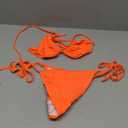 Women's 2 Piece Swimsuit Halter String Bikini Adjustable Bathing Suit (Medium, Orange)