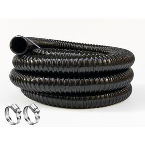 PEISONGFFI 1" ID- 10 Ft Corrugated Water Hose Black Corrugated Strong Flexible Pond PVC Sump Pump DischargeTubing